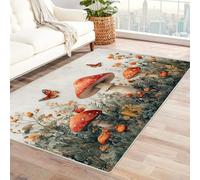 TODOAA Modern Living Room Luxury Rug Cute Cartoon Plants Animals Vintage Boho Area Rugs Non-Slip Backing Resistant Soft for Bedroom, girl Room, Bedroom, Kitchen, Hallway(Orange 31)-150x210cm