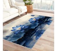 TODOAA Modern Living Room Luxury Rug Retro Floral Pattern In The Lake Vintage Boho Area Rugs Non-Slip Backing Resistant Soft for Bedroom, girl Room, Bedroom, Kitchen, Hallway(Blue 11)-240x300cm