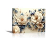 TODOAA Plant Wall Art Prints Nature Flowers Animals Neutral Boho Posters - French Counry Picture for Living Room Bathroom,Office Room Decor(White)-30x40cm Unframed