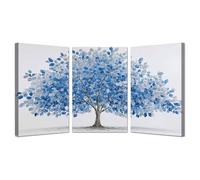 TODOAA Set of 3 Forest Landscape Abstract Canvas Wall Art Graffiti Colorful Tree Modern for Living Room Colorful of Oil Paintings Landscape Canvas Prints Tree Artwork(blue)-30x45cmx3 Framed