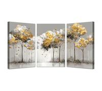 TODOAA Set of 3 Tree of Life Canvas Wall Art Decor Autumn Lake Trees Scenery Watercolor Scenery Picture Poster Paintings for Bathroom Living Room Kitchen Home Decorations(grey)-20x30cmx3 Framed