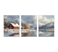 TODOAA Set of 3 Winter Nature Canvas Print Wall Art Forest Natural Snow Scene Forest Snow Modern Art Rustic Scenic Colorful Multicolor for Living Room, Bedroom, Office(Yellow)-20x30cmx3 Unframed