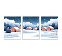 TODOAA Set of 3 Winter Nature Canvas Print Wall Art Natural Mountain Tree Forest Snow Modern Art Rustic Scenic Colorful Multicolor for Living Room, Bedroom, Office(blue)-40x60cmx3 Unframed