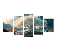 TODOAA Set of 5 Forest Landscape Abstract Canvas Wall Art Modern Mountain Tree Artwork Modern for Living Room Colorful of Oil Paintings Landscape Canvas Prints Tree Artwork(white)-50x100cm Unframed