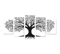 TODOAA Set of 5 Tree of Life Canvas Print Wall Art Painting Abstract Minimalist Tree Decor for Living Room Bathroom Bedroom Home Kitchen Decorations Artwork(black)-100x200cm Unframed