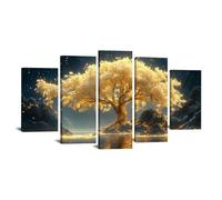 TODOAA Set of 5 Tree of Life Canvas Wall Art Painting Abstract Tree Artwork Poster Abstract Canvas Print ,Home Office Wall Decor Living Room Bedroom Decoration(white)-75x150cm Framed