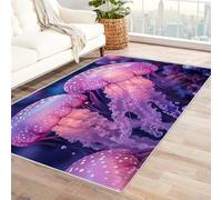 TODOAA Traditional Oriental Area Rugs for Living Room Beautiful Marine Creatures Soft Vintage Large Non Slip Rug, Dining Room Washable, Bedroom Kitchen Floor Carpet(purple)-90x120cm