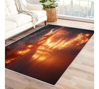 TODOAA Traditional Oriental Area Rugs for Living Room Golden Beach Scenery At Night Soft Vintage Large Non Slip Rug, Dining Room Washable, Bedroom Kitchen Floor Carpet(Golden)-90x120cm