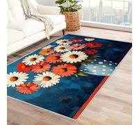 TODOAA Traditional Oriental Area Rugs for Living Room Wildflowers In A Vase Soft Vintage Large Non Slip Rug, Dining Room Washable, Bedroom Kitchen Floor Carpet(White 3)-90x120cm