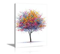 TODOAA Tree of Life Abstract Painting Graffiti Nature Tree Mural Large Canvas Wall Art Picture Painting Poster, Modern Artwork for Home Office Bedroom decor(Yellow)-30x40cm Framed