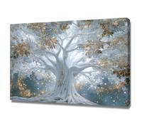 TODOAA Tree of Life Abstract Painting White Flowering Tree Large Canvas Wall Art Picture Painting Poster, Modern Artwork for Home Office Bedroom decor(White 3)-50x70cm Framed