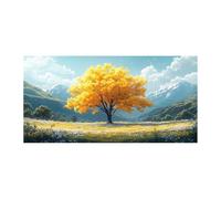TODOAA Tree of Life Canvas Wall Art Painting Beautiful Tree Pictures Poster Abstract Canvas Print ,Home Office Wall Decor Living Room Bedroom Decoration(Yellow)-60x120cm Unframed