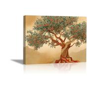 TODOAA Tree of Life Wall Art Abstract Flowering Tree Wall Decor for Living Room Modern Home Decor Blossoms Flower Painting Poster Aesthetic Artwork Decoration(Brown 2)-60x90cm Framed