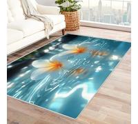 TODOAA Vintage Washable Area Rugs for Living Room Beautiful Flowers On The Beach Large Non Slip Bedroom Rug,Traditional Print Boho Floor Carpet for girl Room Dining Room(white)-150x210cm