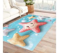 TODOAA Vintage Washable Area Rugs for Living Room Cute Cartoon Ocean Pattern Large Non Slip Bedroom Rug,Traditional Print Boho Floor Carpet for girl Room Dining Room(red)-180x240cm