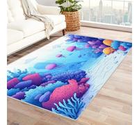 TODOAA Washable Rugs for Living Room Beautiful Marine Creatures Vintage Boho Backing Resistant Low-Pile Carpet Classic Traditional Rug for Bedroom, Kitchen, Hallway(purple)-180x240cm