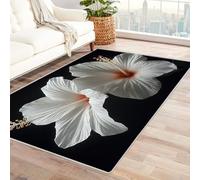 TODOAA Washable Rugs for Living Room Natural White Floral Pattern Vintage Boho Backing Resistant Low-Pile Carpet Classic Traditional Rug for Bedroom, Kitchen, Hallway(White 12)-150x210cm