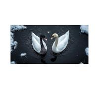 TODOAA Winter Landscape Painting Modern Wall Decor Winter Animals In The Lake Vintage Print Poster -Snow Art - Minimal Gift for Men & Women Living Room Bathroom(Black 7)-50x100cm Unframed