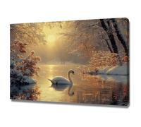 TODOAA Winter Nature Canvas Print Wall Art Nature Winter Sunset Animals Forest Snow Modern Art Rustic Scenic Colorful Multicolor for Living Room, Bedroom, Office(orange)-40x60cm Framed
