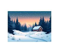 TODOAA Winter Scenes Pictures Forest winter landscape Canvas Print Wall Art Mountain Forest Landscape Nature Rustic Scenic for Living Room, Bedroom, Office(purple)-60x90cm Unframed