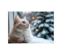 TODOAA Winter Scenes Pictures Winter cute animals poster Canvas Print Wall Art Mountain Forest Landscape Nature Rustic Scenic for Living Room, Bedroom, Office(white)-60x90cm Unframed