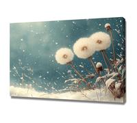 TODOAA Winter Scenes Pictures Winter lakeside plant scenery Canvas Print Wall Art Mountain Forest Landscape Nature Rustic Scenic for Living Room, Bedroom, Office(white)-50x70cm Framed