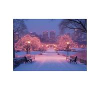 TODOAA Winter Scenes Pictures Winter night scenery Canvas Print Wall Art Mountain Forest Landscape Nature Rustic Scenic for Living Room, Bedroom, Office(purple)-50x70cm Unframed