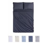 Todocama 4 Piece 4002 Fitted Sheet Set - Top Sheet - Two Pillowcases 50 x 80 cm (Bed 105 x 190/200 cm, Dark Grey)
