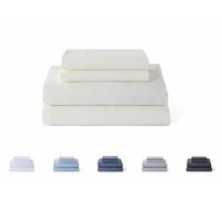 Todocama - 4-Piece Bedding Set - 5003 - Fitted Sheet - Top Sheet - Two Pillowcases 50 x 80 cm (Bed 135 x 190/200 cm, Beige)