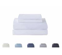 Todocama - 4-Piece Bedding Set - 5003 - Fitted Sheet - Top Sheet - Two Pillowcases 50 x 80 cm (Bed 135 x 190/200 cm, White)