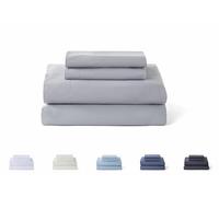 Todocama - 4-Piece Bedding Set - 5003 - Fitted Sheet - Top Sheet - Two Pillowcases 50 x 80 cm (Bed 150 x 190/200 cm, Light Grey)