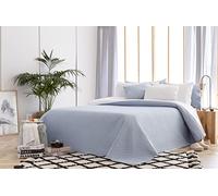 Todocama Fine Boutique Bedspread with Diamond Design, for Spring, Summer, Autumn and Winter, 100% Extra Soft Microfibre, Multi-Purpose Bed Cover, 140/150/160 - 250 x 260 cm, Light Blue hoop