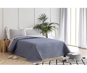 Todocama Fine Boutique Bedspread with Diamond Design, for Spring, Summer, Autumn and Winter, 100% Extra Soft Microfibre, Multi-Purpose Bed Cover, 120/135-230 x 260 cm, Greyish Blue