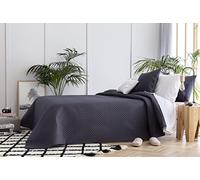 Todocama Fine Boutique Bedspread with Rhombus Design, for Spring, Summer, Autumn and Winter, 100% Extra Soft Microfibre, Multi-purpose Bed Cover, 105 - 200 x 260 cm Dark Grey