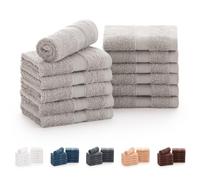 Todocama - Set of 12 Hand Towels (30x30 cm) 100% Soft and Absorbent Cotton, 550 gsm Premium, (Light Grey)