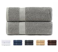 Todocama Set of 2 Large Bath Towels, 100% Cotton 550 gsm Extra Soft, Highly Absorbent and Quick Drying, 100 x 150 cm, Light Grey
