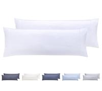 Todocama Set of 2 Pillow Covers, Super Soft Hypoallergenic Microfiber Set 2-90x40cm White