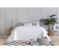 Todocama Thin Quilted Bedspread with Rhombus Design for Spring, Summer, Autumn and Winter. 100% Extra Soft Microfibre. Multipurpose Bed Cover 105-200 x 260 cm White
