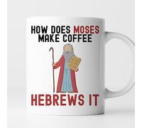 TODOLIA -11Oz- How Does Moses Make Coffee Hebrews It Coffee Mug, Funny Wordplay Puns Moses Hebrew Coffee Cup, Judaism Jewish Israel Mug Gift, Ceramic Glossy Mug Gift For Family, Friends, Coworkers
