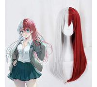 Todoroki Shoto Women Long Wig Boku no Hero Academia Red and White Hair Halloween Party Wigs Cosplay Costume