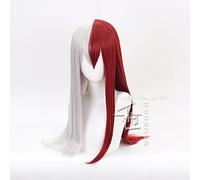 Todoroki Shoto Women Long Wig Cosplay Costume Red and White Hair Halloween Party Wigs