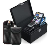 Todoxi Faraday Box for Car Keys with 2 Pack Faraday Pouch, Car Key Signal Blocking Box (Extra Large Size 19 x 12 x 9 cm) Keyless Faraday Bags Anti Theft Rfid Key Box