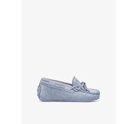 Tods Mid Blue Baby Laccetto Gommini Bow-embellished Suede Driving Shoes Eur 20 / 4 Uk Kids