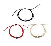 Todu 3 Pcs Cross Bracelets Handmade Braided String Rope Friendship Bracelet Religious Belief Faith Christian Jewelry, Adjustable, no gemstone