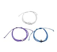 Todu 3 Pcs Cross Bracelets Handmade Braided String Rope Friendship Bracelet Religious Belief Faith Christian Jewelry, Adjustable, no gemstone