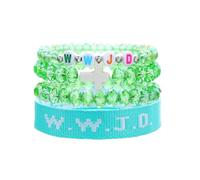 Todu 4Pcs Cross Bracelet WWJD Braided Rope Crystal Beaded Wristband Bracelets What Would Jesus Do Inspirational Religious Faith Christian Jewelry for Women Men, Adjustable, Crystal, no gemstone