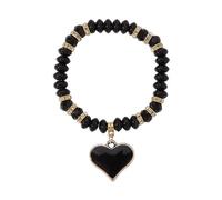 Todu Bohemian Beaded Bracelet Love Heart Pendant Bracelet Stretch For Women Girls Boho Summer Beach Friendship Fashion Jewelry Gift, 1 Pc, Beaded, no gemstone