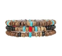 Todu Boho Bracelets Vintage African Turpine Coconut Shell Stackable Wooden Beaded Bracelets for Women Men Bohemian Ethnic Summer Beach Vacation Holiday Jewelry, Adjustable, no gemstone