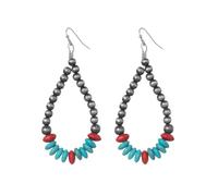Todu Navajo Pearl Earrings for Women Western Cowboy Cowgirl Beaded Turquoise Drop Dangle Earrings Boho Western Jewelry for Women, Zinc Resin, No Gemstone