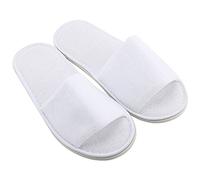 Toe 5 Slippers Guest Pairs Disposable Open Towelling Women's Slipper Flip Flop House Slippers for Women Memory Foam (White, One Size)